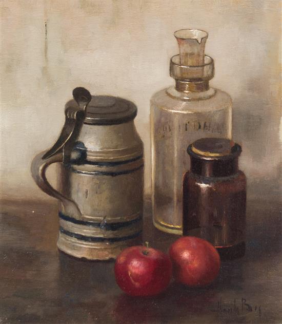 Appraisal: Sale Lot Henk Bos Dutch - Still Life with Apples