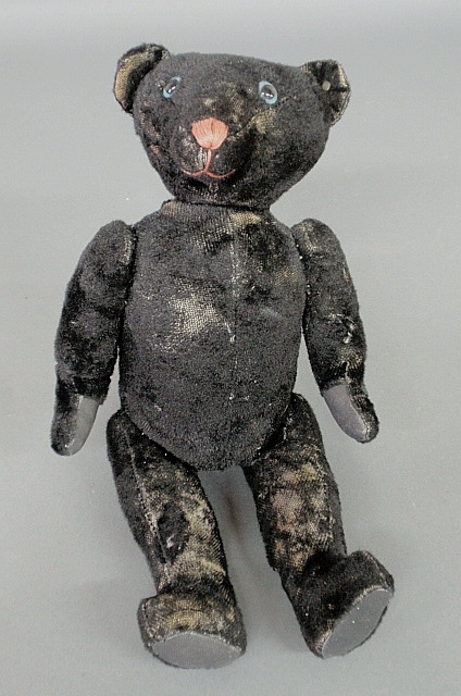 Appraisal: - Steiff black mohair walking teddy bear with blue glass