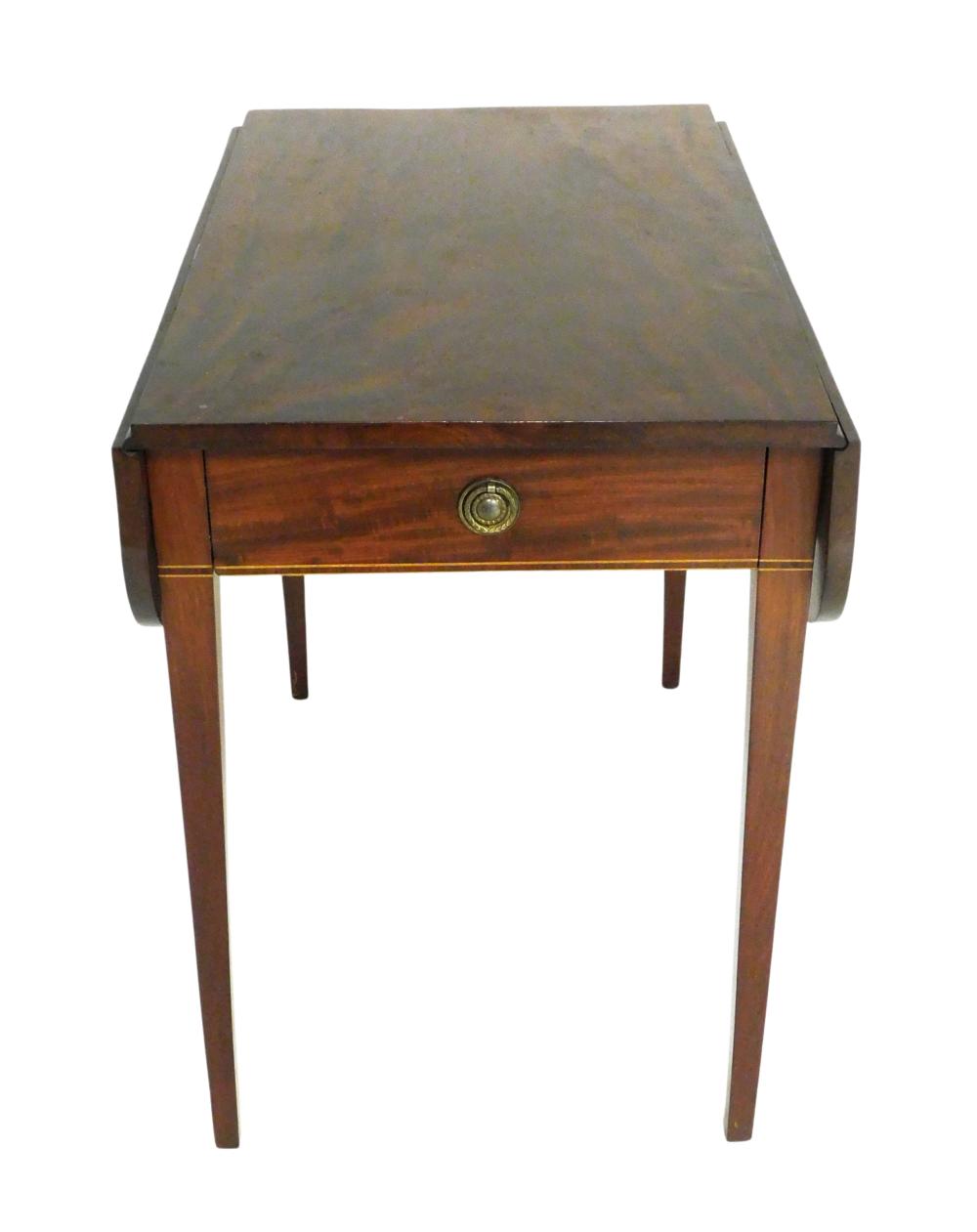 Appraisal: PEMBROKE TABLE TH C HEPPLEWHITE MAHOGANY SINGLE BOARD WIDE TOP