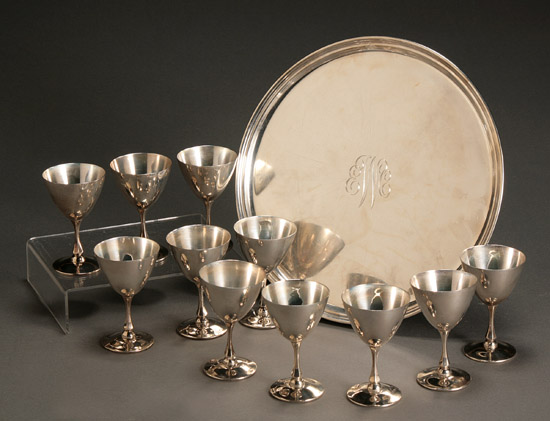 Appraisal: Set of Eleven American Sterling Stem Liqueurs and a Footed