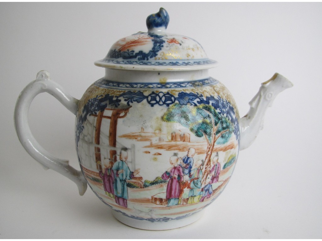 Appraisal: A Chinese export famille rose globular teapot and cover painted