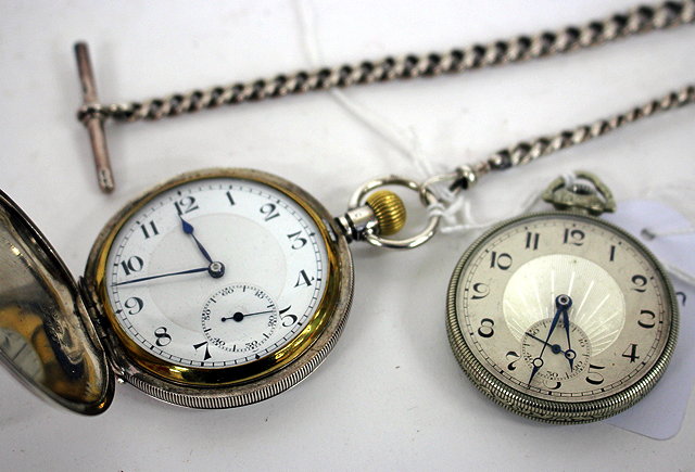 Appraisal: AN ANTIQUE AMERICAN SILVER CASED HUNTER POCKET WATCH the enamelled