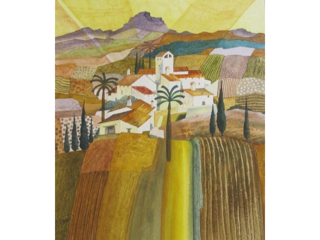 Appraisal: GILLIAN MCDONALD Watercolour 'Mediterranean Village III' signed recto and labelled