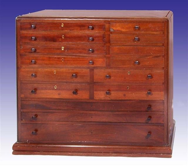 Appraisal: A LATE TH EARLY TH CENTURY MAHOGANY COLLECTOR'S CABINET with