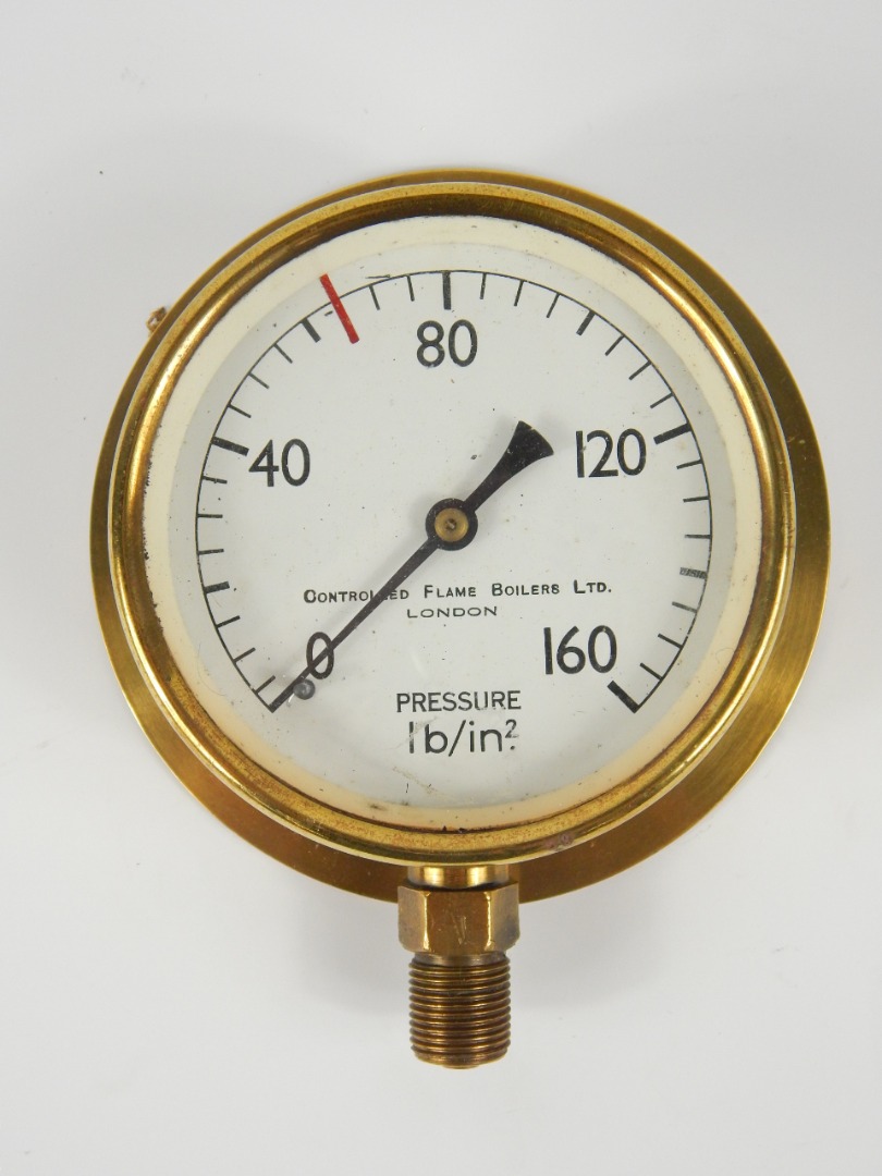 Appraisal: A Control Flame Boilers Limited pressure gauge in plain circular