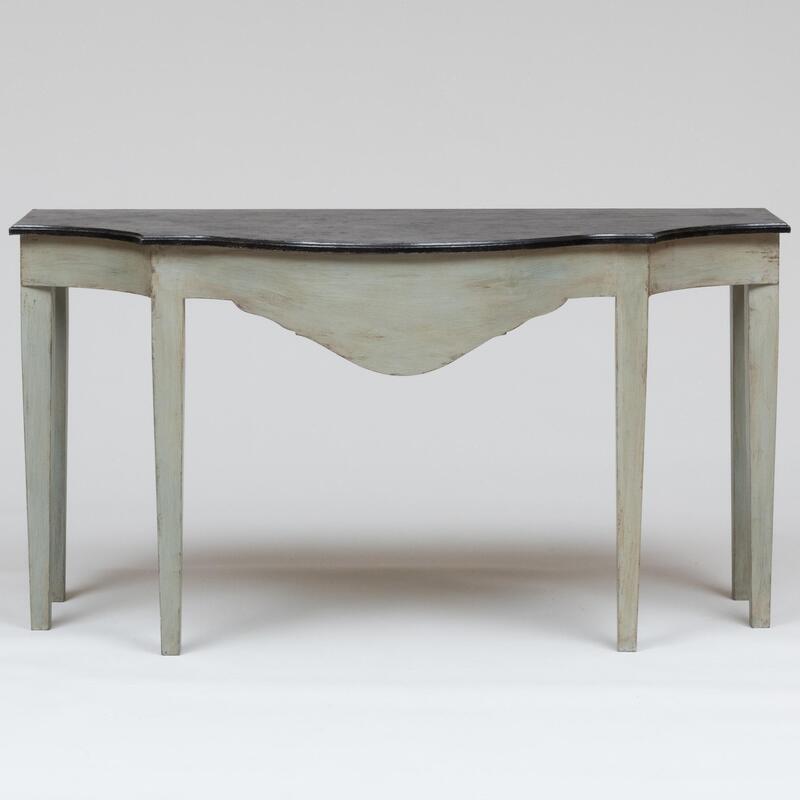 Appraisal: Provincial Style Painted Serpentine Fronted Console Table x ft x