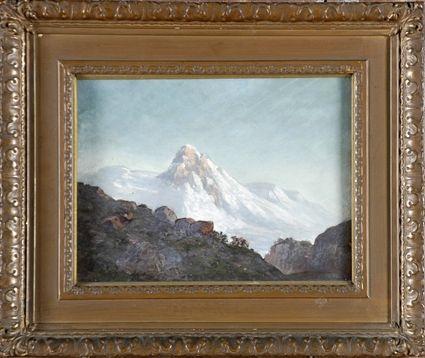 Appraisal: Continental School th C Landscape with Mountain Oil on panel