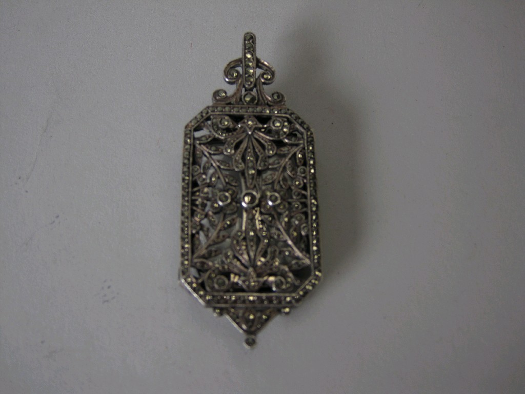 Appraisal: A French Marcasite and Silver Pendant Lorgnette circa