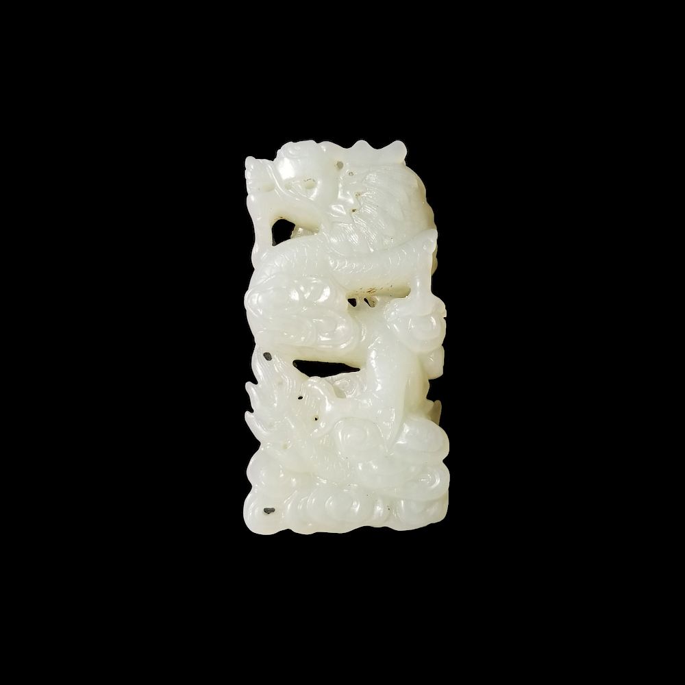 Appraisal: Carved Chinese White Jade Koi Fish Pendant Carved Chinese White