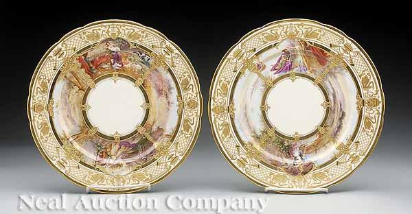 Appraisal: A Pair of Dresden Porcelain Cabinet Plates c raised gilt