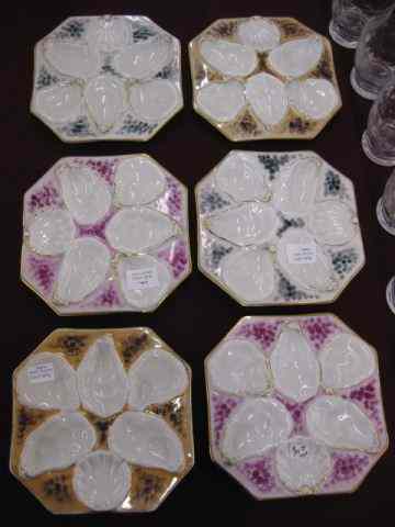 Appraisal: Austrian Porcelain Oyster Plates hexagon style gold trim '' circa