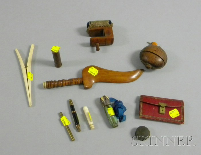 Appraisal: Group of Assorted Sewing Related Items including a wooden clamping