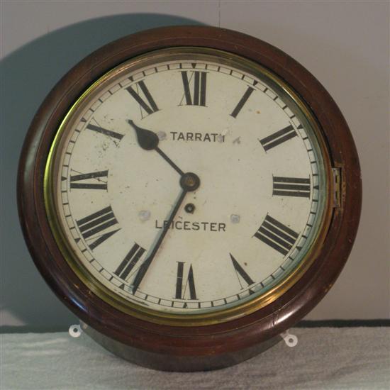 Appraisal: th Century fusee mahogany cased wall clock enamelled dial Tarratt