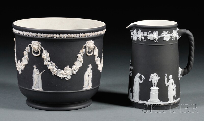 Appraisal: Two Wedgwood Black Jasper Dip Items England late th early