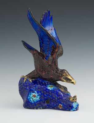 Appraisal: A Cloisonne Enameled Eagle and Snake Figural Measuring apprx H