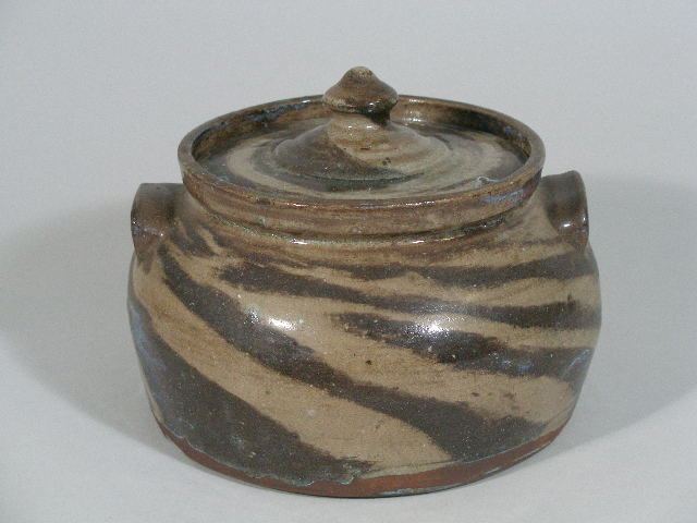 Appraisal: Western NC Pottery att to Propst swirlware lidded bean pot