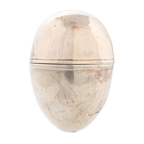 Appraisal: A George III egg shaped silver nutmeg grater c mm