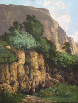 Appraisal: Circle of Gustave Courbet Mountainous landscape Oil on canvas x