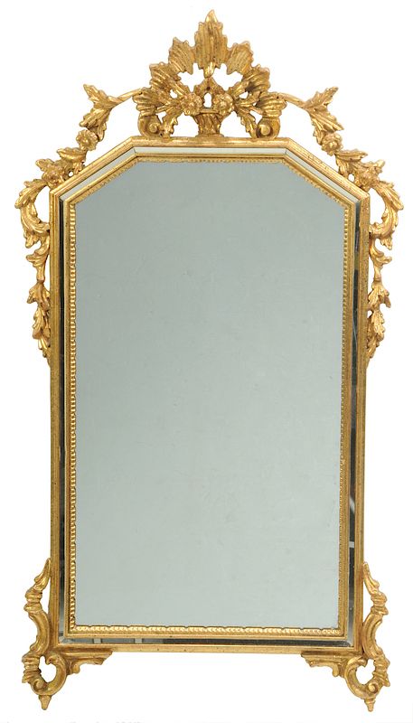 Appraisal: Italian Neoclassical Style Gilt Pentagonal Mirror th century carved wood