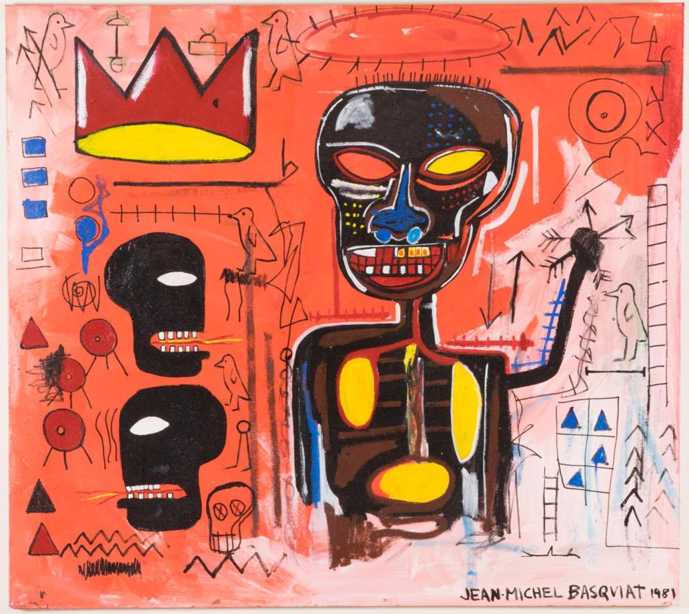 Appraisal: OIL ON CANVAS IN THE STYLE OF JEAN-MICHEL BASQUIAT New