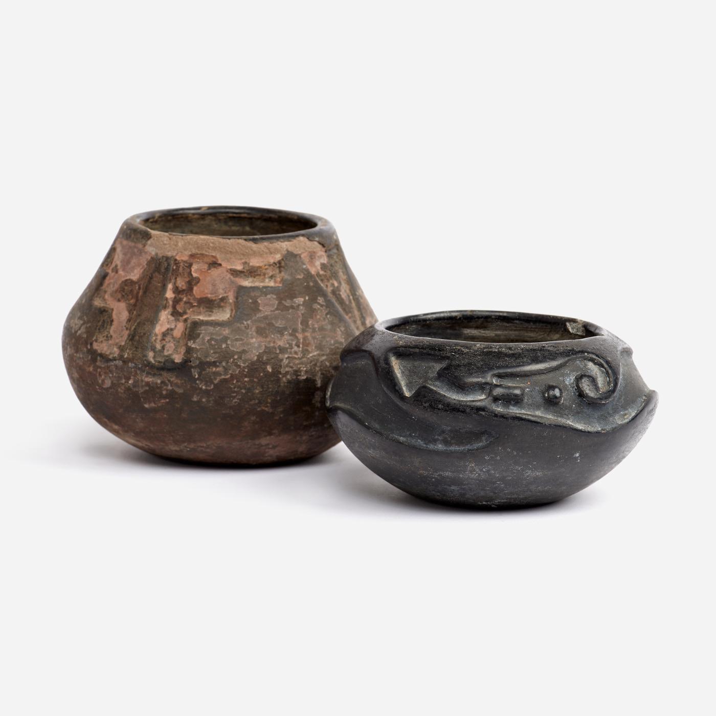 Appraisal: BLACKWARE POTTERY SAN ILDEFONSO SANTA CLARA Two blackware pottery pieces