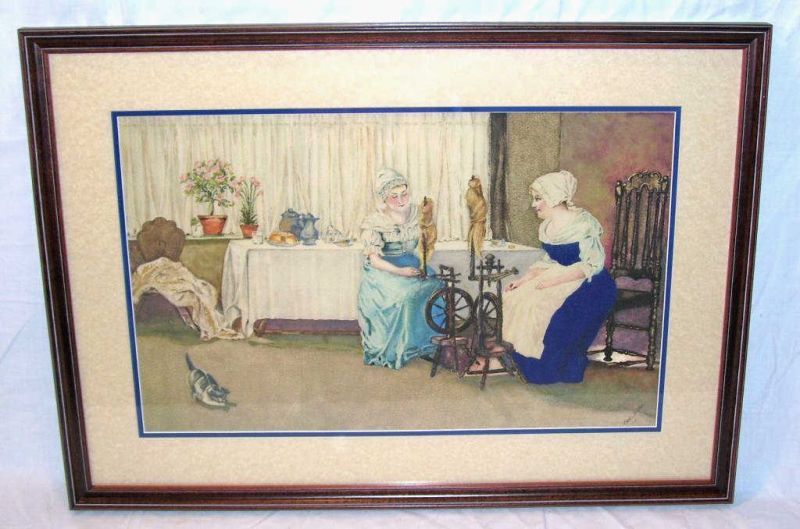 Appraisal: Ladies Spinning - Car Ritter Von Marr Watercolor of two