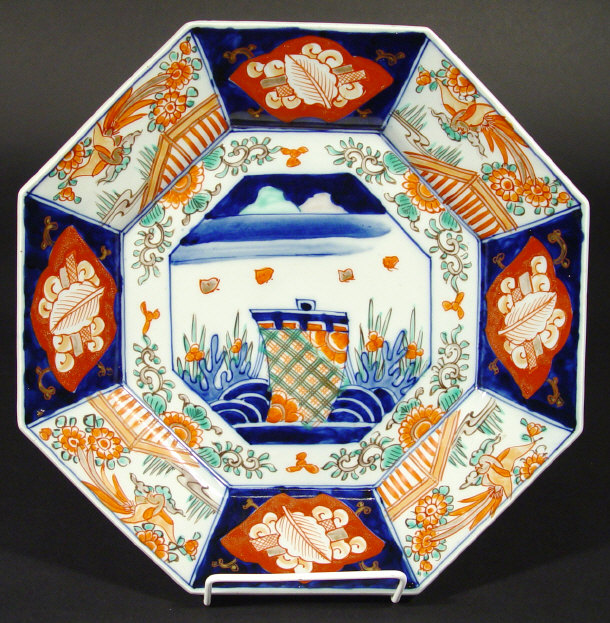 Appraisal: Octagonal Japanese Imari porcelain charger hand painted with iron red