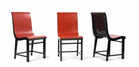 Appraisal: A Set of Three Lacquered Side Chairs Werner West each