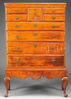 Appraisal: PERIOD QUEEN ANNE WALNUT CHEST ON FRAME PERIOD QUEEN ANNE