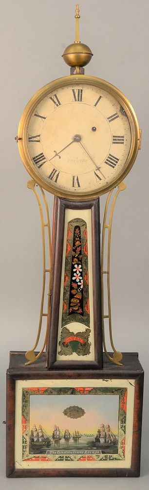 Appraisal: Banjo Clock mahogany with eglomise panel depicting The Constitutions Escape