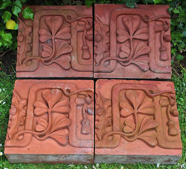 Appraisal: A SET OF FOUR LARGE VICTORIAN TERRACOTTA BRICK INSETS depicting