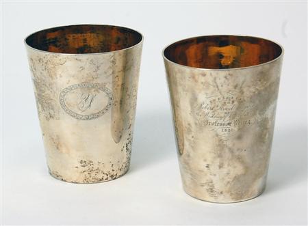 Appraisal: A pair of George III Scottish silver beakers Fraser Howden