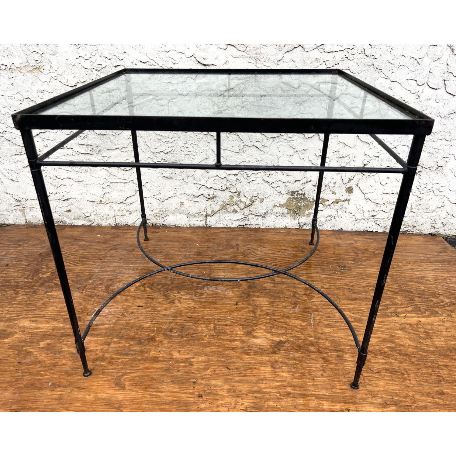 Appraisal: MARIO PAPPERZINI for SALTERINI Black Iron Glass Top Garden Table