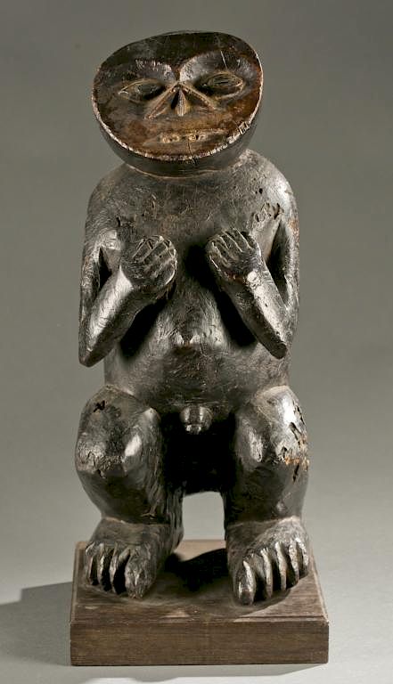 Appraisal: Fan monkey figure th century A crouching male Bulu monkey