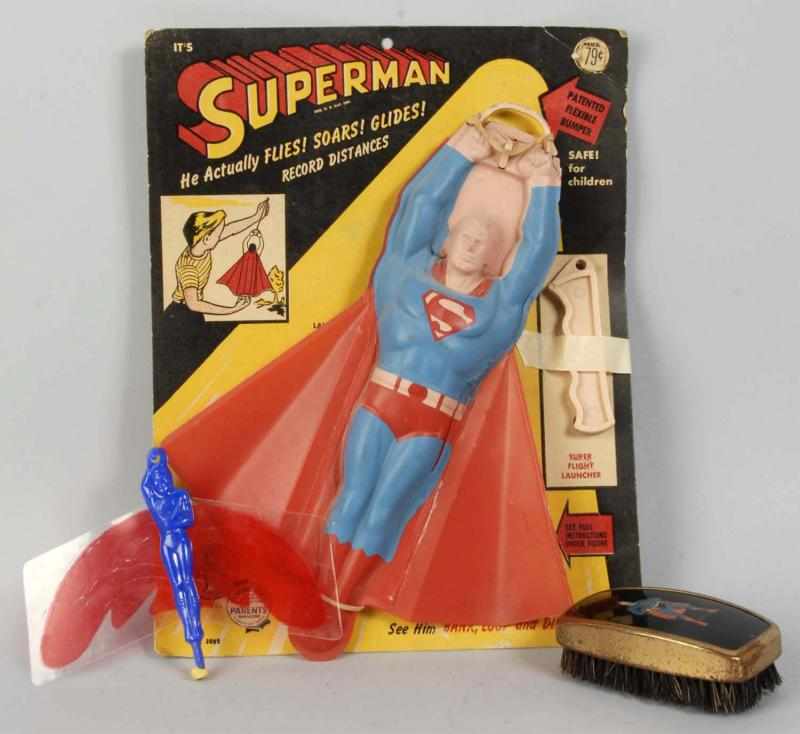 Appraisal: Lot of Vintage Superman Items Description Includes plastic Transogram Flying