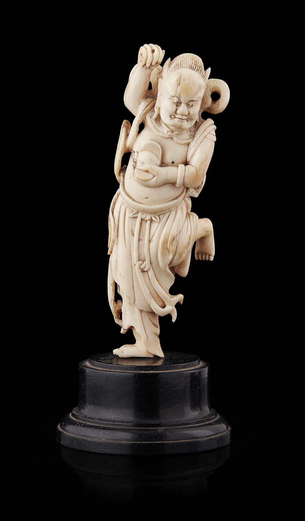 Appraisal: YCARVED IVORY FIGURE OF KUI XING MING DYNASTY the figure