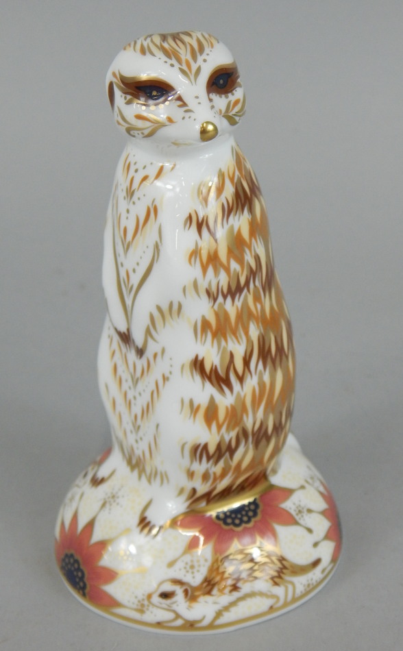 Appraisal: A Royal Crown Derby porcelain meerkat paperweight printed marks in