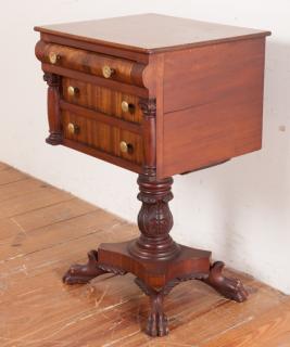 Appraisal: Empire Acanthus Flame Mahogany Table Circa - Empire acanthus flame