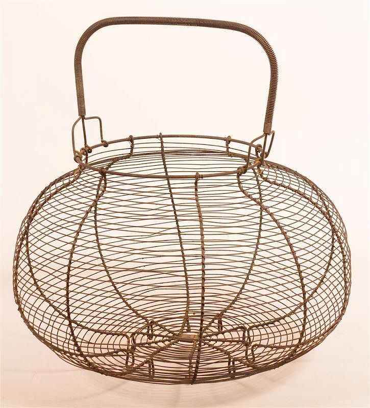 Appraisal: th Century Wire Field Basket th Century Wire Field Basket