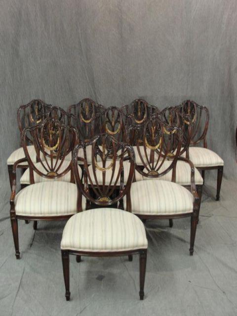 Appraisal: Set of Mahogany Shield Back and Upholstered Dining chairs With