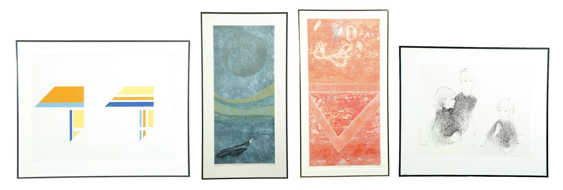 Appraisal: FOUR MODERN PRINTS Serigraphs signed and numbered Abstract by Ilya