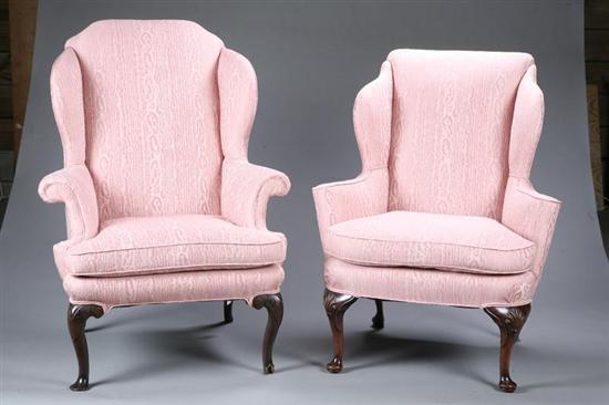 Appraisal: TWO WING CHAIRS English mid th century mahogany George II