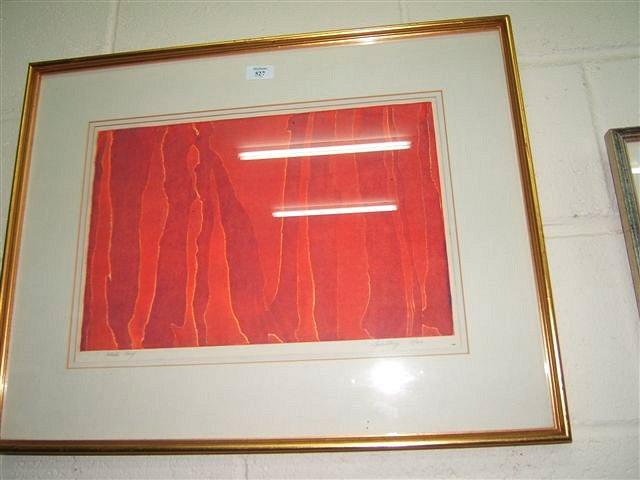 Appraisal: Speilberg Abstract print in reds and yellows signed and numbered