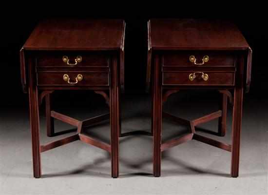 Appraisal: Pair of Henkel Harris Federal style cherrywood two-drawer drop leaf