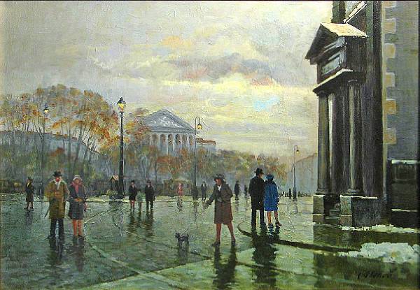 Appraisal: Alexander Popoff Russian th century Rainy day in Paris signed