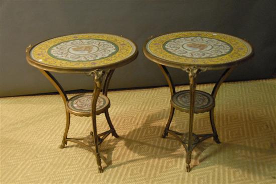 Appraisal: PAIR GUERDON TABLES Classical style two tier Each having a