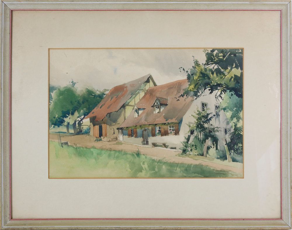 Appraisal: Watercolor on Paper English Cottage Watercolor on Paper English Cottage