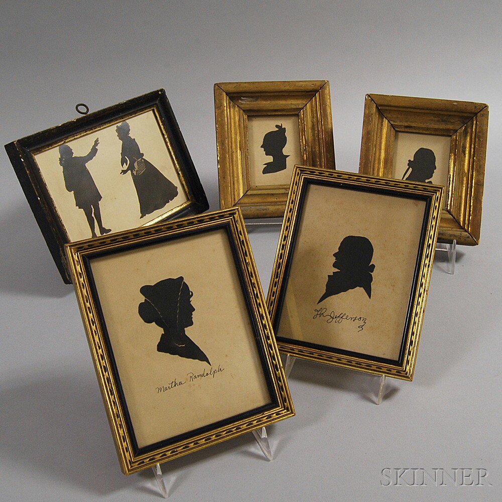 Appraisal: Five Small Framed Silhouette Portraits America th and th century