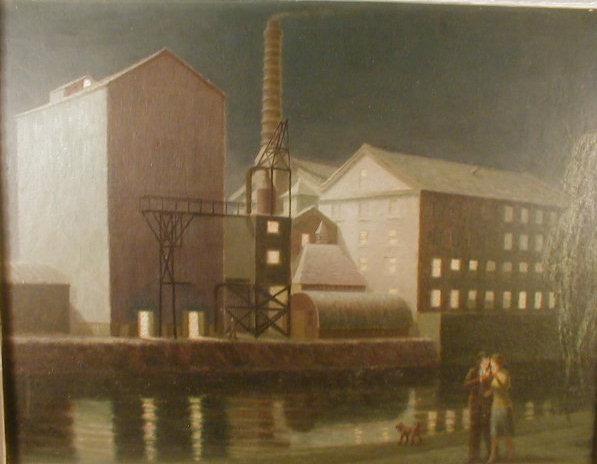 Appraisal: L Costin An industrial scene with a couple of smokers