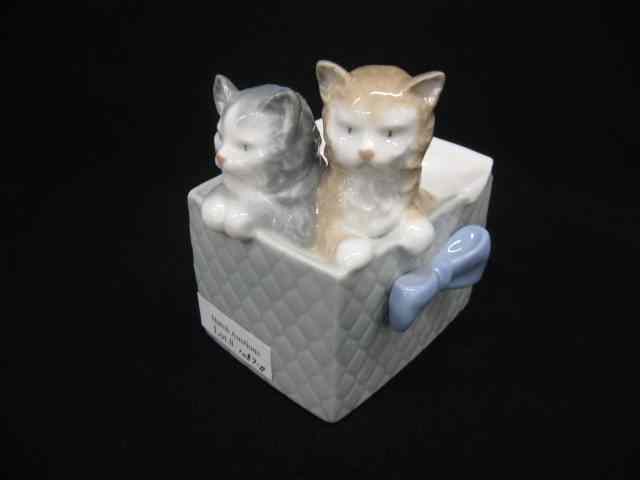 Appraisal: Lladro Porcelain Figurine kittens emerging from a gift box ''